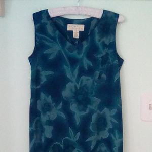 Teal Flower Sleeveless Dress